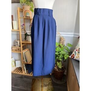 Vintage 70s Wrap Pencil Skirt Blue Size XS